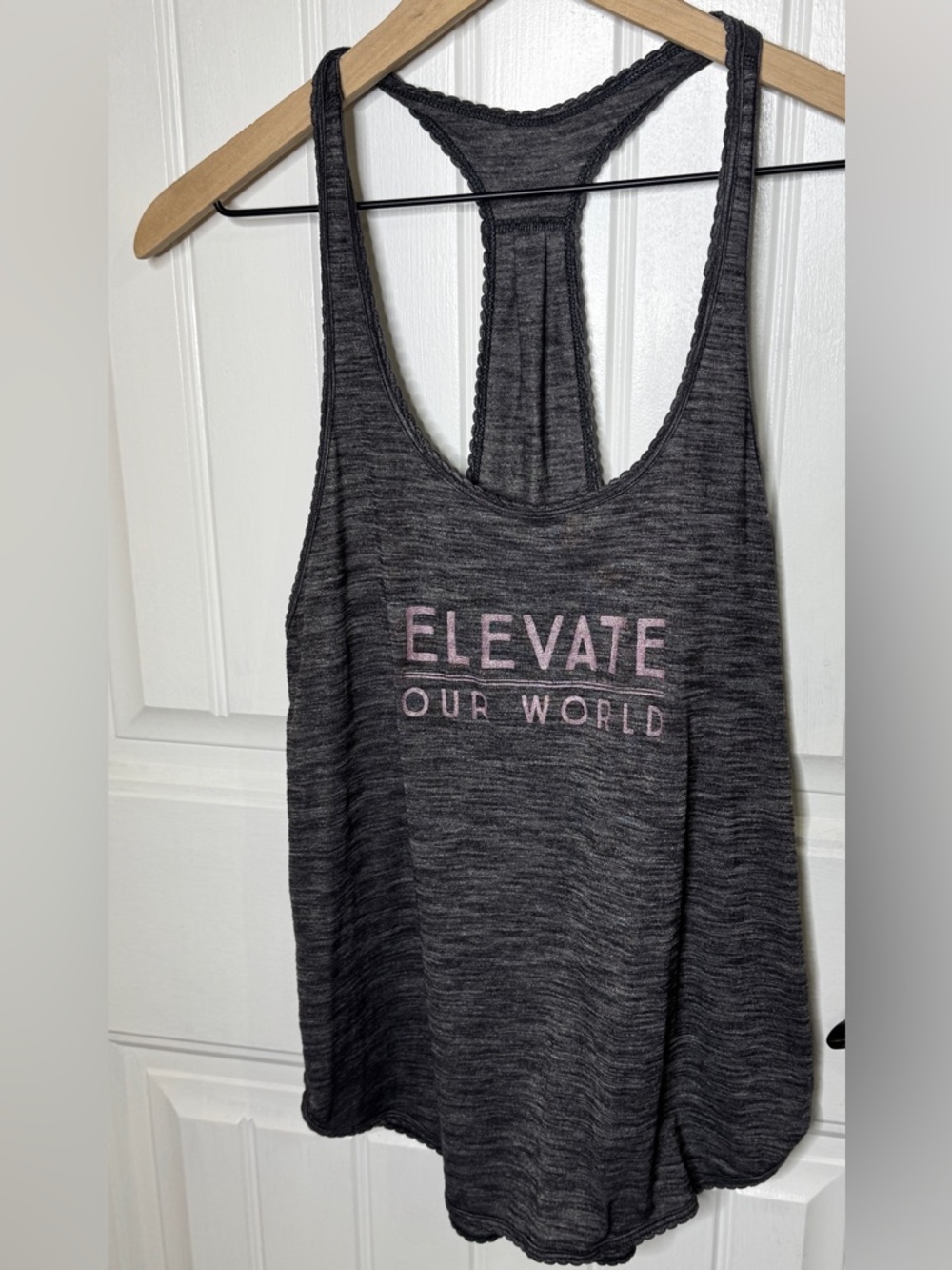 Lululemon Tank Elevate Your World Pink Graphic Scalloped Hem